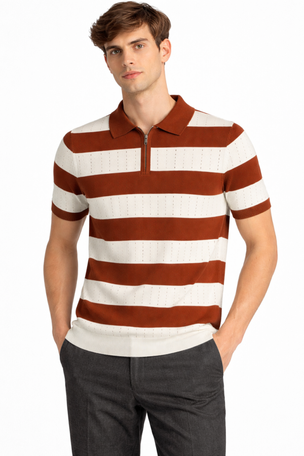 Men’s Zip-Up Stripe Shirt